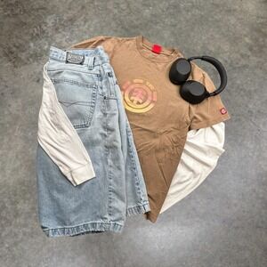 Vintage Element Skateboards Graphic T Shirt Brown Y2K Skater Mens Medium